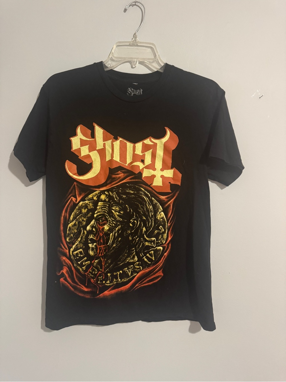 Ghost Emeritvs IV Black Short Sleeve Tee with Orange & Yellow Graphic- Medium
